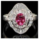 Platinum 1.97 ct GIA Natural Ruby & Diamond Ring