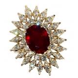 14k Gold 12.38 ct Oval Ruby & Diamond Ring