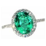 14k Gold 2.75 ct Oval Emerald & Diamond Ring