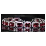 Emerald Cut 25.60 ct Ruby Designer Bracelet