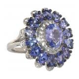 Stunning 3.80 ct Natural Tanzanite Cocktail Ring