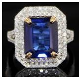 14k Gold 8.53 ct Brilliant Sapphire & Diamond Ring