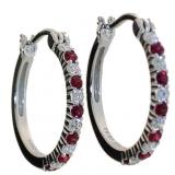 2.00 ct Ruby & White Sapphire Hoop Earring