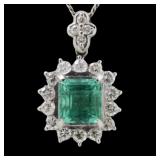 Platinum 2.30 ct Emerald & Diamond Necklace