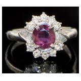 Platinum 1.55 ct GIA Ruby & Diamond Ring