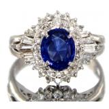 Platinum 2.22 ct GIA Sapphire & Diamond Ring
