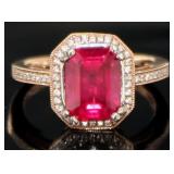 14kt Rose Gold 3.55 ct Ruby & Diamond Ring
