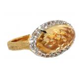 Elegant Citrine & White Sapphire Ring