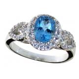 Oval 2.00 ct Blue Topaz Designer Ring