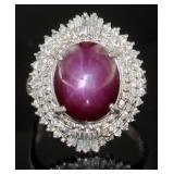 Platinum 11.43 ct Star Ruby & Diamond Ring