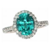 14k Gold 3.16 ct Oval Paraiba & Diamond Ring