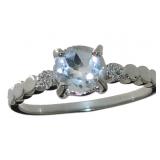 Round Aquamarine & Diamond Ring