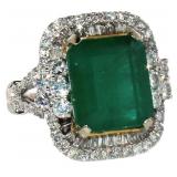 14kt Gold 11.33 ct GIA Emerald & Diamond Ring