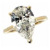 14k Gold 4.59 ct Pear Shape VS2 Lab Diamond Ring