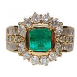 18kt Gold 2.68 ct Natural Emerald & Diamond Ring