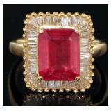 14kt Gold 5.07 ct Ruby & Diamond Ring