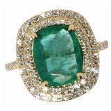 14kt Gold 3.06 ct GIA Emerald & Diamond Ring