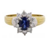 18kt Gold/Plat 1.25 ct Sapphire & VS Diamond Ring