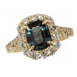 14k Gold 2.42 ct Alexandrite & Diamond Ring