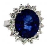 14k Gold 12.89 ct Oval Sapphire & Diamond Ring