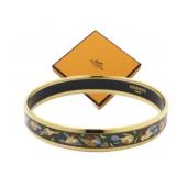 HERMES Emaille Bird Motif Bangle Bracelet