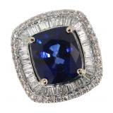 14k Gold 9.37 ct Sapphire & Diamond Ring