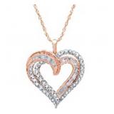 Rose Toned 1.00 ct Diamond Heart Necklace