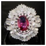 GIA Platinum 2.40 ct Ruby & Diamond Ring
