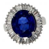 14k Gold 6.44 ct Oval Sapphire & Diamond Ring