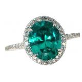14k Gold 4.20 ct Oval Paraiba & Diamond Ring