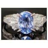 Platinum 2.56 ct GIA Sapphire & Diamond Ring