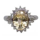 Platinum 3.60 ct Yellow Sapphire & Diamond Ring