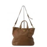 PRADA Brown Leather 2-Way Handbag