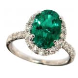 14kt Gold 4.52 ct Brilliant Emerald & Diamond Ring