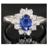 Platinum 1.52 ct Natural Sapphire & Diamond Ring