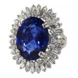 18k Gold 20.22 ct Oval Sapphire & Diamond Ring