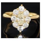 18k Gold 1.43 ct Natural Fancy Yellow Diamond Ring