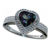 Heart Shape Mystic Topaz & Diamond Ring
