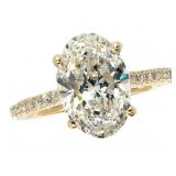 14k Gold 3.81 ct Oval VS2 Lab Diamond Ring