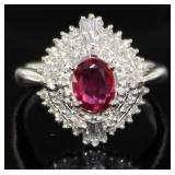 Platinum 1.35 ct GIA Ruby & Diamond Ring