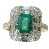 14kt Gold 2.85 ct Natural Emerald & Diamond Ring