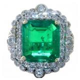 14kt Gold 7.53 ct Emerald & Diamond Ring