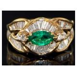 18kt Gold 1.68 ct Natural Emerald & Diamond Ring