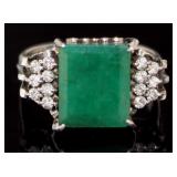 Platinum 4.32 ct Natural Emerald & Diamond Ring