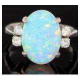 14kt Gold 3.15 ct Natural Opal & Diamond Ring