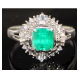 Platinum 1.05 ct Emerald & Diamond Ring
