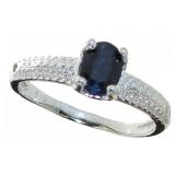 Genuine Oval Sapphire & Diamond Ring