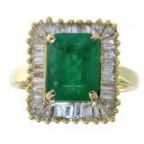 14kt Gold 3.94 ct Natural Emerald & Diamond Ring