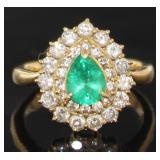 18kt Gold 1.56 ct Natural Emerald & Diamond Ring