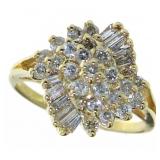 14kt Gold 1.00 ct Round & Baguette Diamond Ring